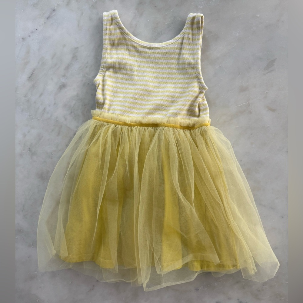 Mini Boden yellow stripes & tulle dress